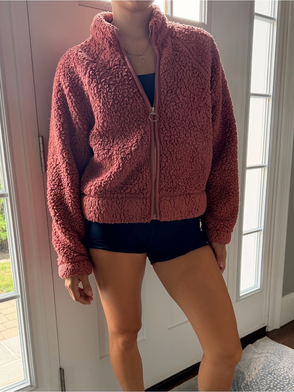 Hollister Women's Size Medium Pink Fleece Zip Up